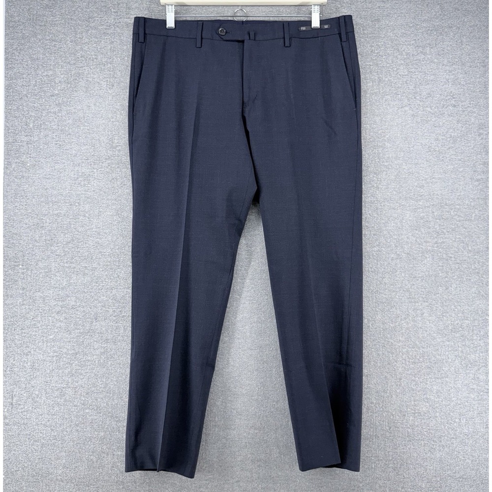 PT01 Dress Stretch Pants Men Size 52 Virgin Wool Dark Blue Business